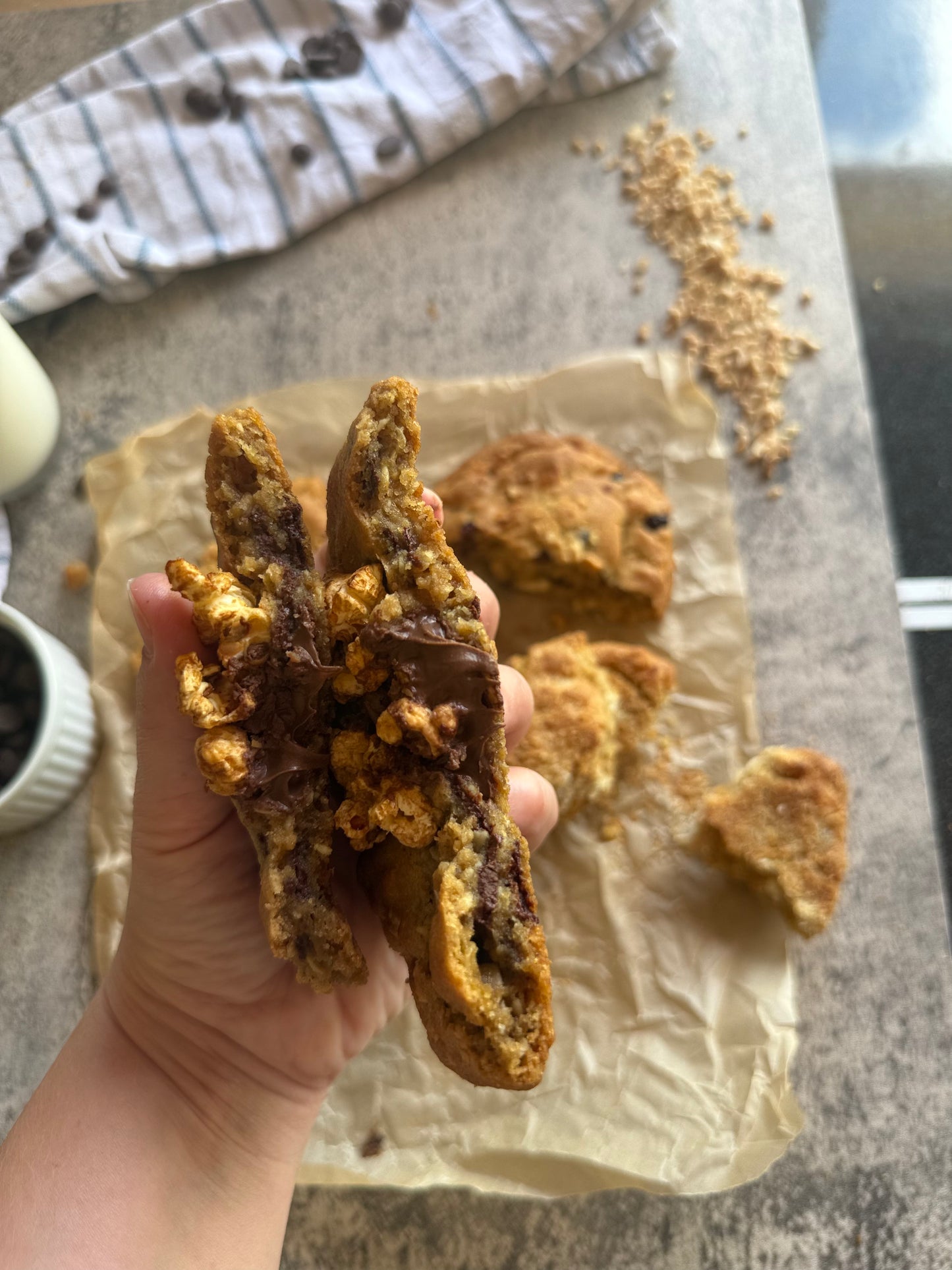 Caramel Popcorn Oat Cookies